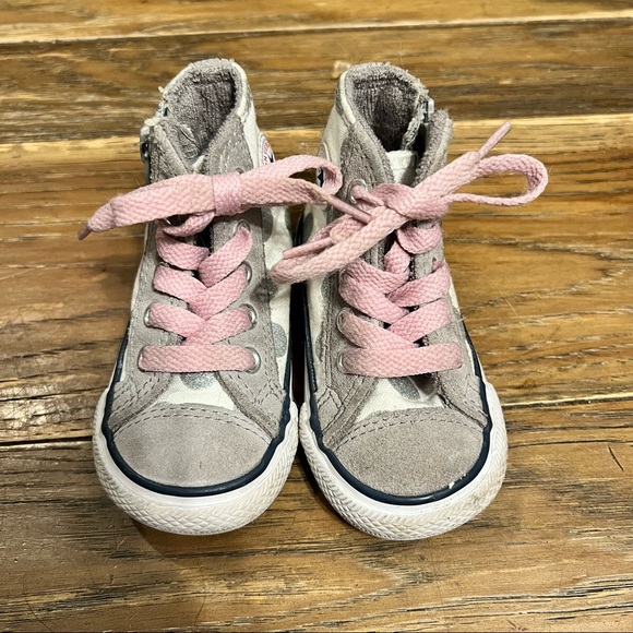 Converse Gray and Silver Glitter Polka Dot Hi Tops - Picture 2 of 7